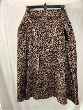 Leopard Print A-Line Skirt - Tan & Black